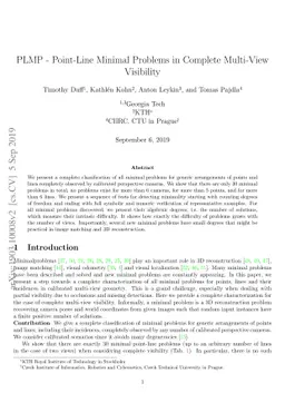 PLMP -- Point-Line Minimal Problems in Complete Multi-View Visibility