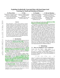 Exploiting Synthetically Generated Data with Semi-Supervised Learning
  for Small and Imbalanced Datasets