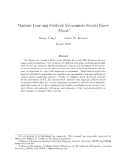 Machine Learning Methods Economists Should Know About