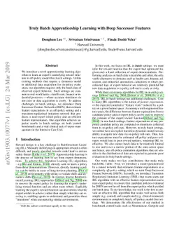 Truly Batch Apprenticeship Learning with Deep Successor Features