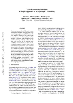 Cyclical Annealing Schedule: A Simple Approach to Mitigating KL
  Vanishing