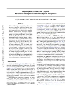 Imperceptible, Robust, and Targeted Adversarial Examples for Automatic
  Speech Recognition