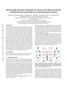 Dual Graph Attention Networks for Deep Latent Representation of
  Multifaceted Social Effects in Recommender Systems