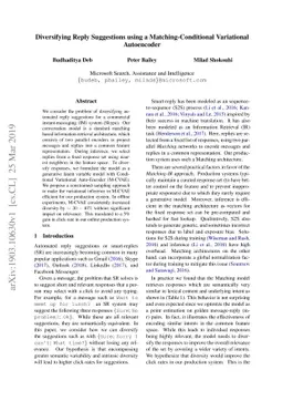 Diversifying Reply Suggestions using a Matching-Conditional Variational
  Autoencoder