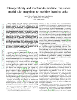 Interoperability and machine-to-machine translation model with mappings
  to machine learning tasks