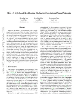 SRM : A Style-based Recalibration Module for Convolutional Neural
  Networks