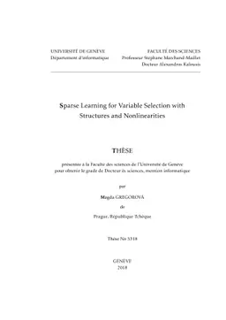Sparse Learning for Variable Selection with Structures and
  Nonlinearities