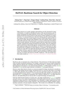 DetNAS: Backbone Search for Object Detection