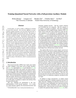 Training Quantized Neural Networks with a Full-precision Auxiliary
  Module