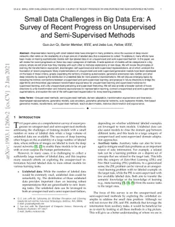 Small Data Challenges in Big Data Era: A Survey of Recent Progress on
  Unsupervised and Semi-Supervised Methods