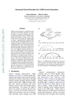 Structural Neural Encoders for AMR-to-text Generation
