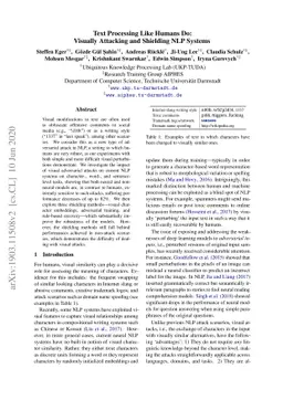 Text Processing Like Humans Do: Visually Attacking and Shielding NLP
  Systems