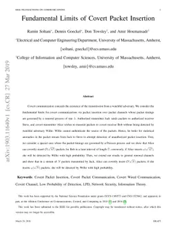 Fundamental Limits of Covert Packet Insertion