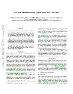 Tree Search vs Optimization Approaches for Map Generation