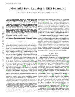 Adversarial Deep Learning in EEG Biometrics