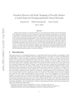 Gradient Descent with Early Stopping is Provably Robust to Label Noise
  for Overparameterized Neural Networks