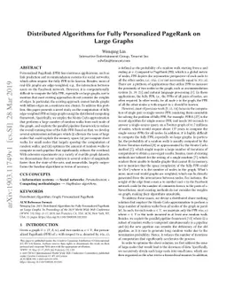 Distributed Algorithms for Fully Personalized PageRank on Large Graphs