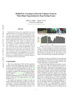 BubbleNets: Learning to Select the Guidance Frame in Video Object
  Segmentation by Deep Sorting Frames