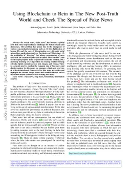 Using Blockchain to Rein in The New Post-Truth World and Check The
  Spread of Fake News