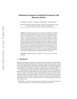 Imbalanced Sentiment Classification Enhanced with Discourse Marker
