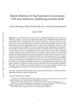 Quick inference for log Gaussian Cox processes with non-stationary
  underlying random fields