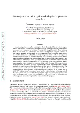 Convergence rates for optimised adaptive importance samplers
