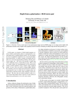 Depth from a polarisation + RGB stereo pair