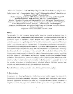 Deterrence and Prevention-based Model to Mitigate Information Security
  Insider Threats in Organisations
