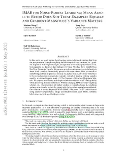 IMAE for Noise-Robust Learning: Mean Absolute Error Does Not Treat
  Examples Equally and Gradient Magnitude's Variance Matters