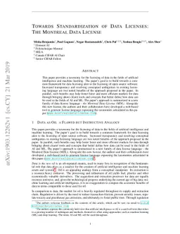 Towards Standardization of Data Licenses: The Montreal Data License