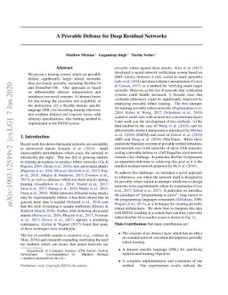 A Provable Defense for Deep Residual Networks