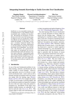 Integrating Semantic Knowledge to Tackle Zero-shot Text Classification