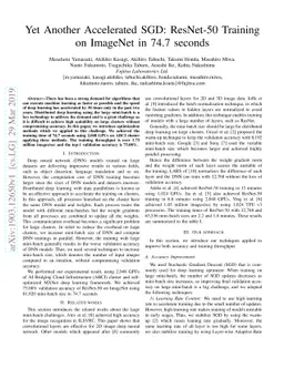 Yet Another Accelerated SGD: ResNet-50 Training on ImageNet in 74.7
  seconds