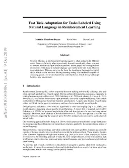 Fast Task-Adaptation for Tasks Labeled Using Natural Language in
  Reinforcement Learning
