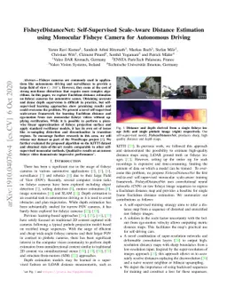 FisheyeDistanceNet: Self-Supervised Scale-Aware Distance Estimation
  using Monocular Fisheye Camera for Autonomous Driving