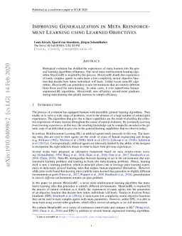 Improving Generalization in Meta Reinforcement Learning using Learned
  Objectives