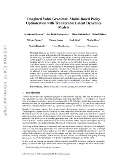Imagined Value Gradients: Model-Based Policy Optimization with
  Transferable Latent Dynamics Models