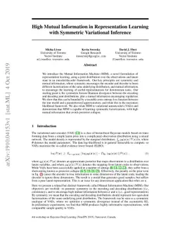 High Mutual Information in Representation Learning with Symmetric
  Variational Inference
