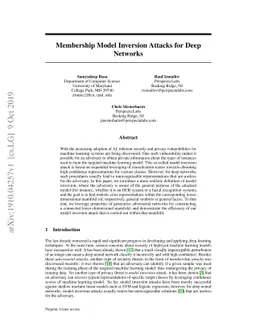 Membership Model Inversion Attacks for Deep Networks