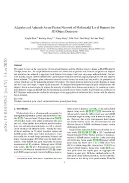 Adaptive and Azimuth-Aware Fusion Network of Multimodal Local Features
  for 3D Object Detection