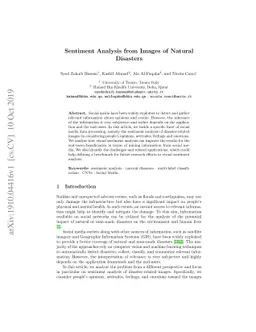 Sentiment Analysis from Images of Natural Disasters