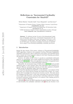 Reflections on "Incremental Cardinality Constraints for MaxSAT"