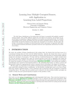 Learning from Multiple Corrupted Sources, with Application to Learning
  from Label Proportions