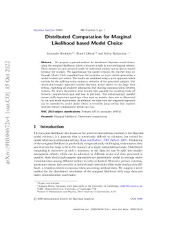 Distributed Computation for Marginal Likelihood based Model Choice