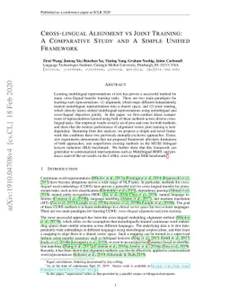 Cross-lingual Alignment vs Joint Training: A Comparative Study and A
  Simple Unified Framework