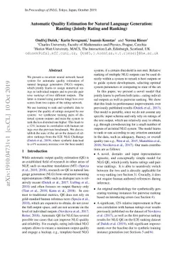 Automatic Quality Estimation for Natural Language Generation: Ranting
  (Jointly Rating and Ranking)