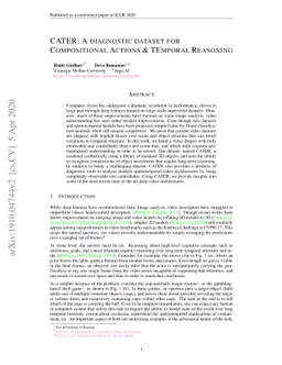 CATER: A diagnostic dataset for Compositional Actions and TEmporal
  Reasoning