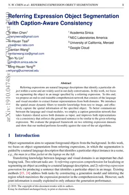 Referring Expression Object Segmentation with Caption-Aware Consistency