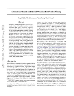 Estimation of Bounds on Potential Outcomes For Decision Making