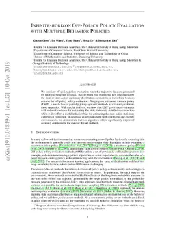 Infinite-horizon Off-Policy Policy Evaluation with Multiple Behavior
  Policies